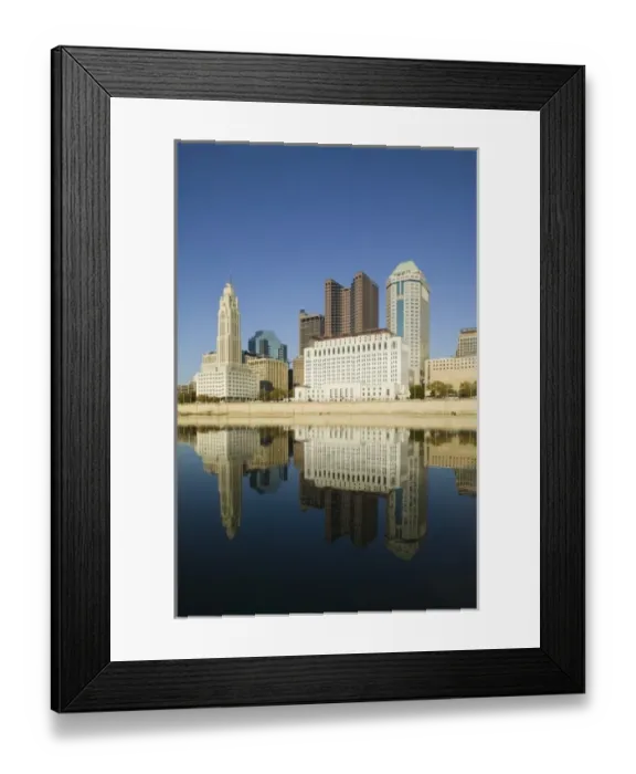 Framed Print : USA, Ohio, Columbus: City Skyline along the Scioto River / Late afternoon Framed Print : USA, Ohio, Columbus: City Skyline along the Scioto River / Late afternoon
