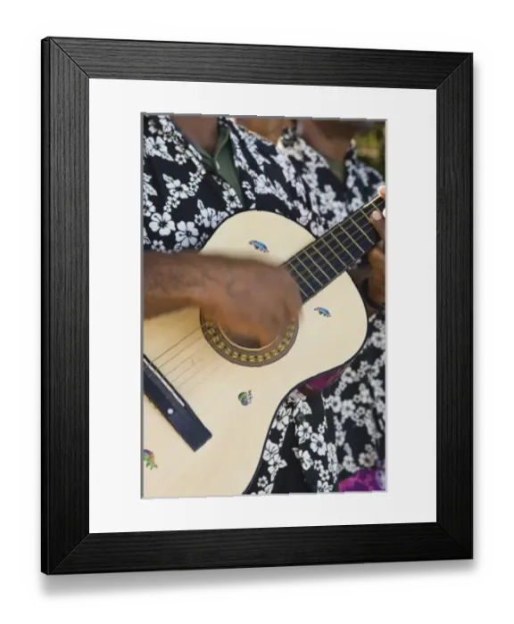 Framed Print : Singing goodbye (Esilali) to guests leaving resort. Beqa Lagoon Resort, Beqa Island, Fiji