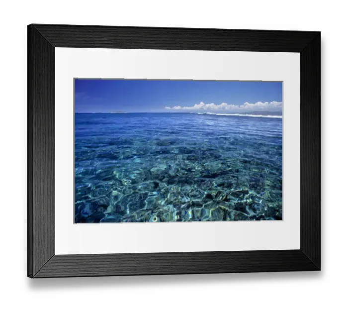 Framed Print : Fiji Islands, Tavarua. This coral reef on Tavarua is visible beneath the clear, aquamarine water Framed Print : Fiji Islands, Tavarua. This coral reef on Tavarua is visible beneath the clear, aquamarine water