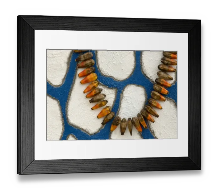 Framed Print : Polynesia, Kingdom of Tonga, Nuku alofa. Details of a seed necklace left on a Framed Print : Polynesia, Kingdom of Tonga, Nuku alofa. Details of a seed necklace left on a