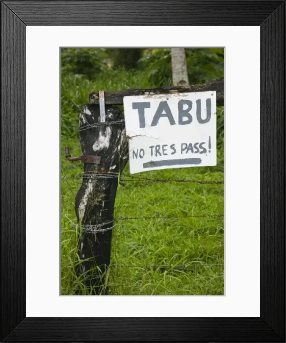 Framed Print : Vanuatu, Efate Island, ERUETI LEP. Tabu, No tresspassing sign Framed Print : Vanuatu, Efate Island, ERUETI LEP. Tabu, No tresspassing sign