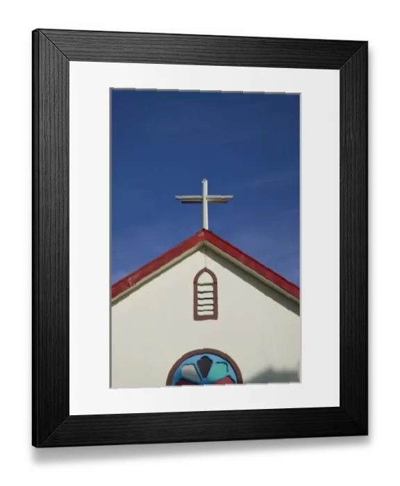 Framed Print : Vanuatu, Espiritu Santo Island, Luganville. La Roseraie Village Church  /  Morning