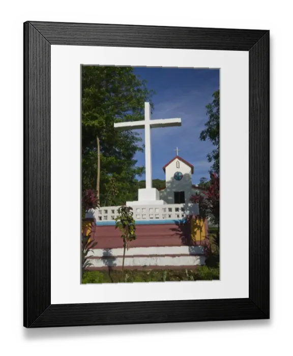 Framed Print : Vanuatu, Espiritu Santo Island, Luganville. La Roseraie Village Church / Morning Framed Print : Vanuatu, Espiritu Santo Island, Luganville. La Roseraie Village Church / Morning