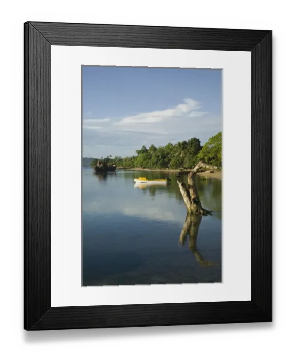 Framed Print : Vanuatu, Espiritu Santo Island, Luganville. Morning in the Port by La Roseraie Village
