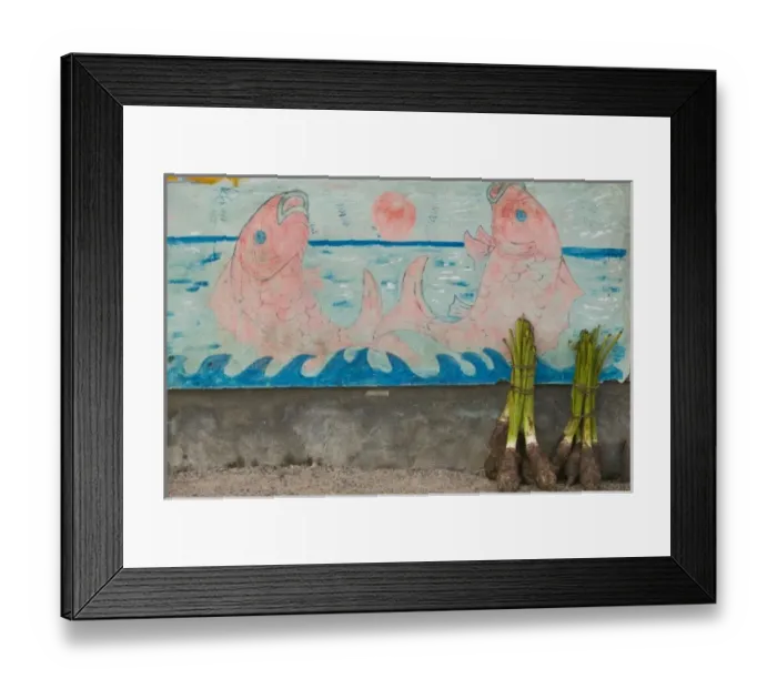 Framed Print : Vanuatu, Tanna Island, Lenakel. Waterfront wall mural and Taro roots Framed Print : Vanuatu, Tanna Island, Lenakel. Waterfront wall mural and Taro roots
