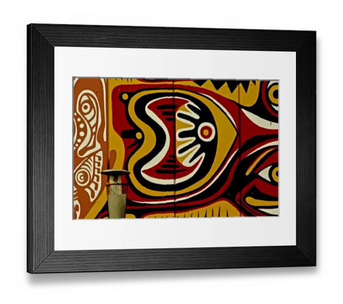 Framed Print : Papua New Guinea, Lae. Native art, Papua New Guinea University of Technology Framed Print : Papua New Guinea, Lae. Native art, Papua New Guinea University of Technology