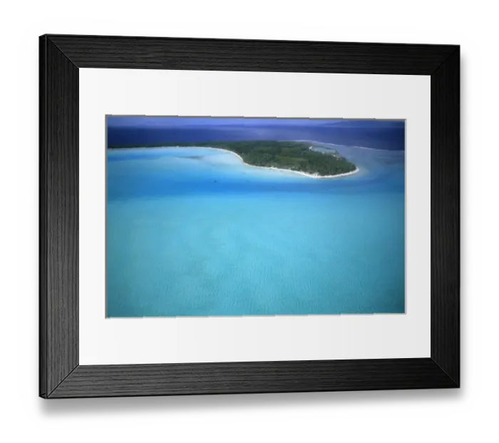 Framed Print : Aerial of the green water and clear blue colors of the islands of Bora Bora in Tahiti Framed Print : Aerial of the green water and clear blue colors of the islands of Bora Bora in Tahiti