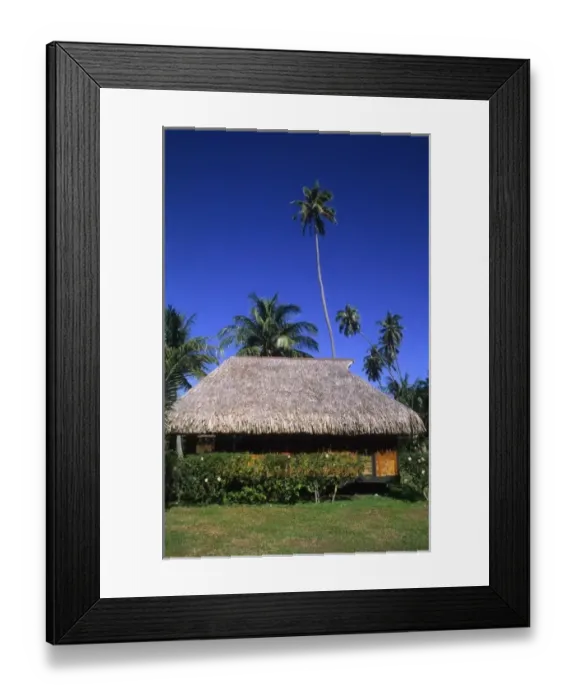 Framed Print : Local house as grass hut in Tahiti in island of Bora Bora in French Polynesia Framed Print : Local house as grass hut in Tahiti in island of Bora Bora in French Polynesia
