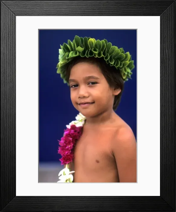 Framed Print : Young boy colorful dancer in Tahiti in French Polynesia in the South Pacific Rim (MR)