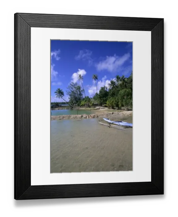 Framed Print : Native boat beach and palm in Tahiti in French Polynesia in the South Pacific Rim Framed Print : Native boat beach and palm in Tahiti in French Polynesia in the South Pacific Rim