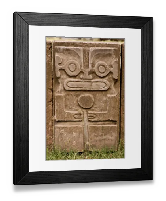 Framed Print : French Polynesia, Marquesas Islands, Nuku Hiva. Stone tiki representing a Polynesian