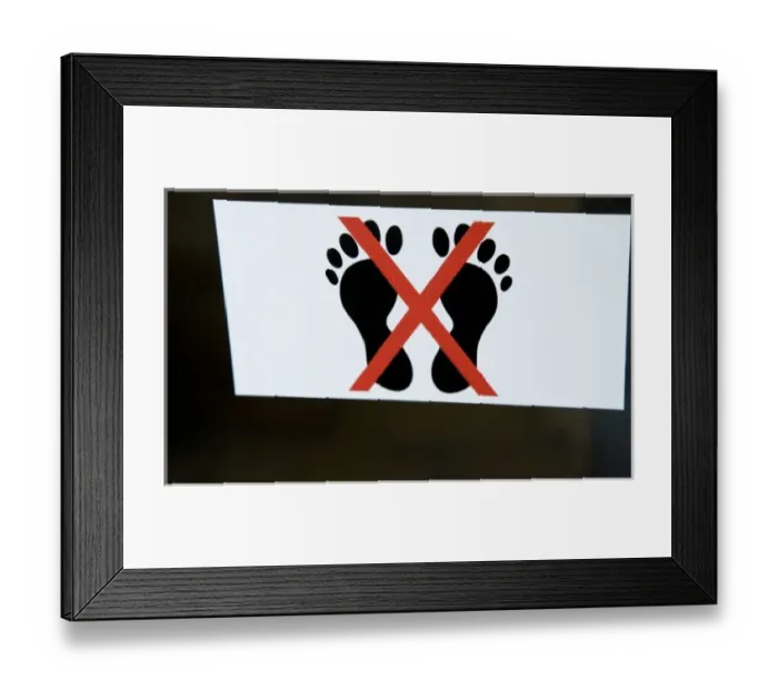 Framed Print : French Polynesia, Society Islands, Tahiti, Papeete. An international sign meaning No Bare Feet Framed Print : French Polynesia, Society Islands, Tahiti, Papeete. An international sign meaning No Bare Feet