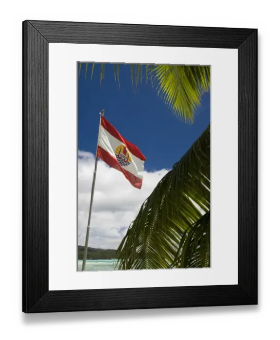 Framed Print : South Pacific, French Polynesia, Society Islands, Taha a. Official flag of French Polynesia