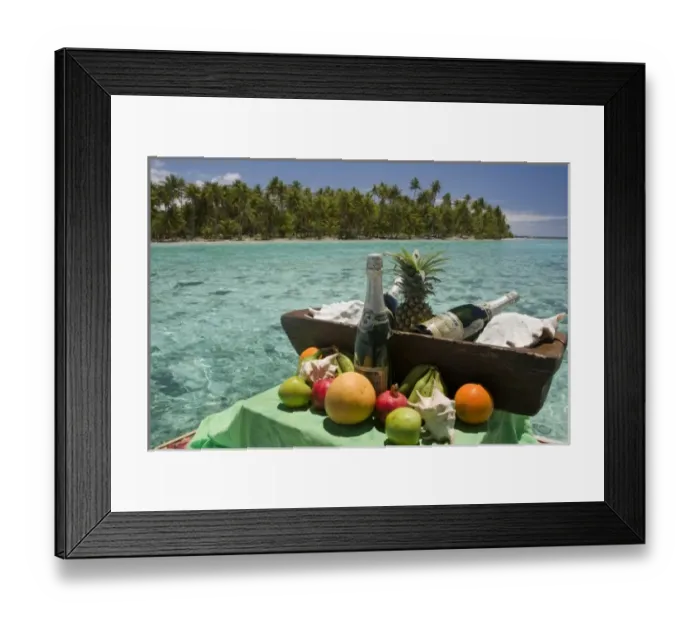Framed Print : French Polynesia, Society Islands, Taha a. An assortment of fruits and champagne Framed Print : French Polynesia, Society Islands, Taha a. An assortment of fruits and champagne