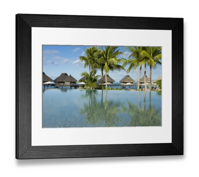 Framed Print : Swimming pool area of the Bora Bora Nui Resort. (PR)