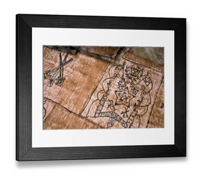 Framed Print : Society Islands, French Polynesia, Close-up of mats made of bark