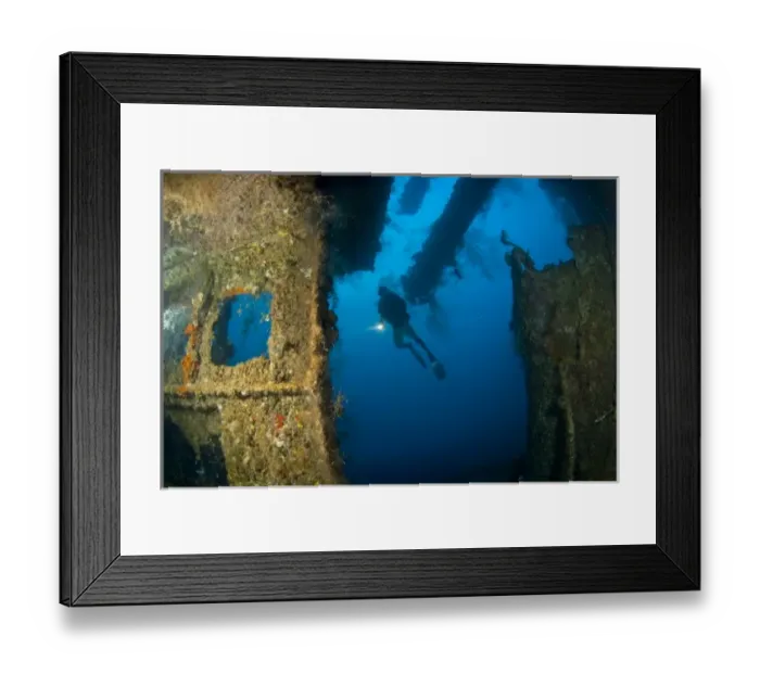Framed Print : Japanese Teshio Maru Standard 1 V Freighter Wreck from WWII, Palau, Micronesia, Western