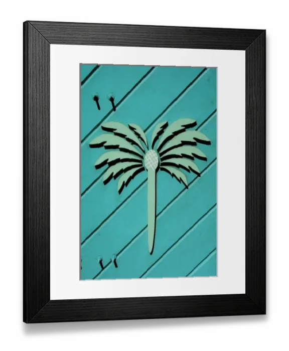 Framed Print : Caribbean, U. S. Virgin Islands, St. John, Cruz Bay. Palm tree window trim