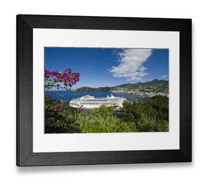Framed Print : Kingstown Harbor, St. Vincent and the Grenadines. Sea Princess at dock