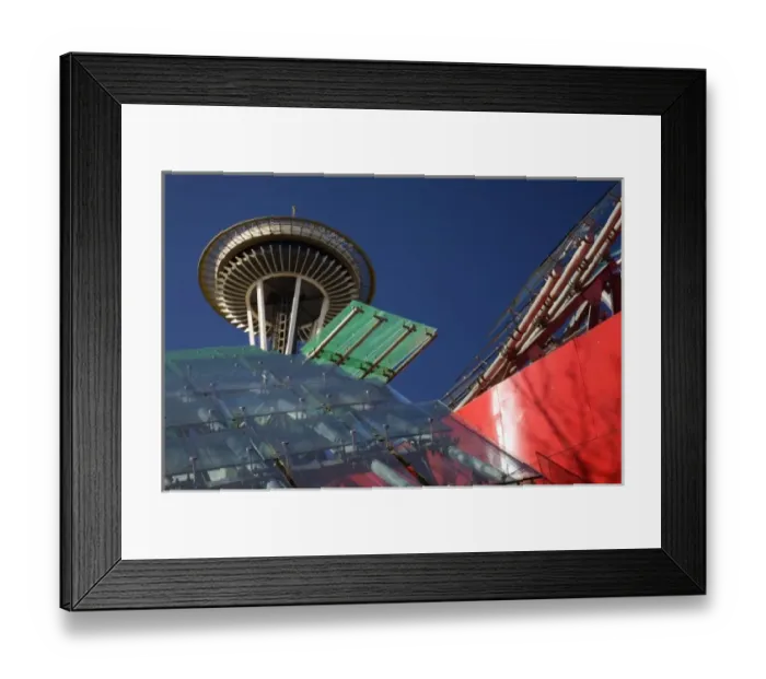 Framed Print : WA, Seattle, Space Needle with Experience Music Project