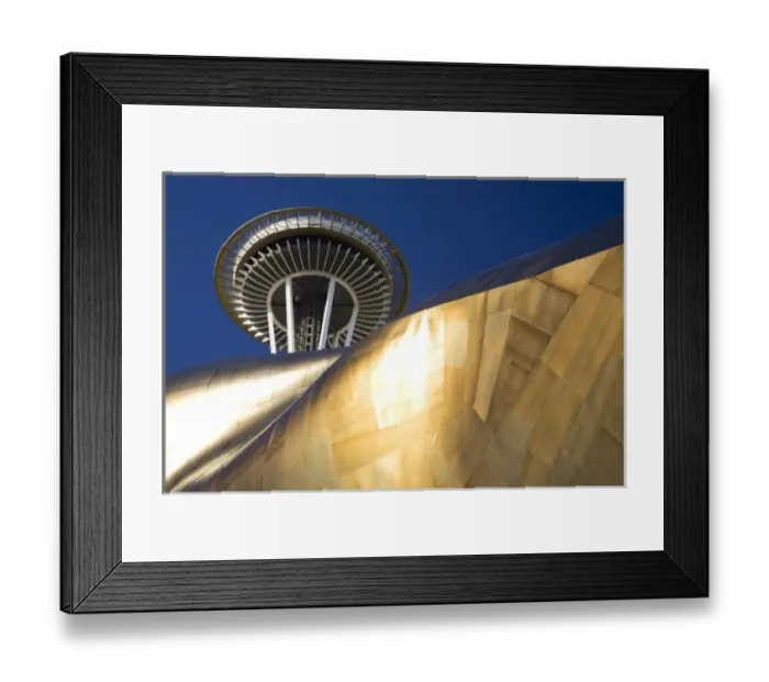 Framed Print : WA, Seattle, Space Needle with Experience Music Project