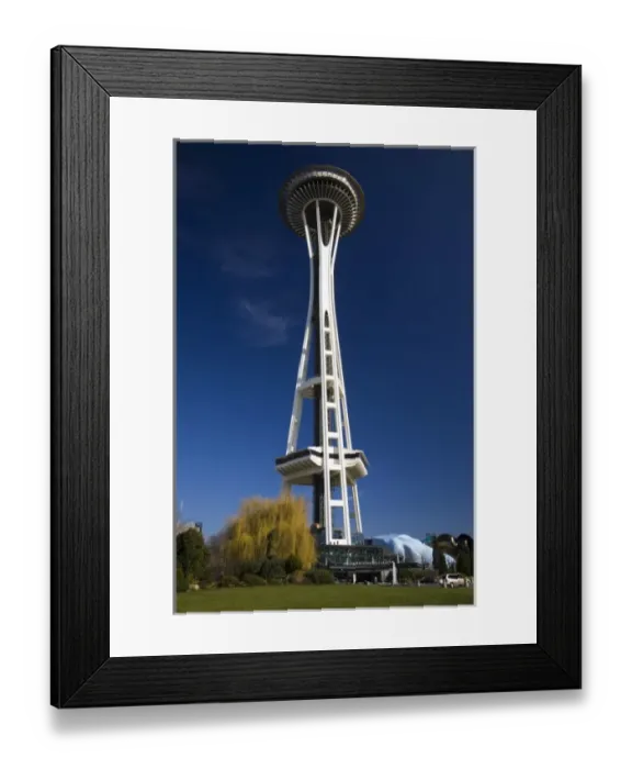 Framed Print : WA, Seattle, Space Needle and the Experience Music Project