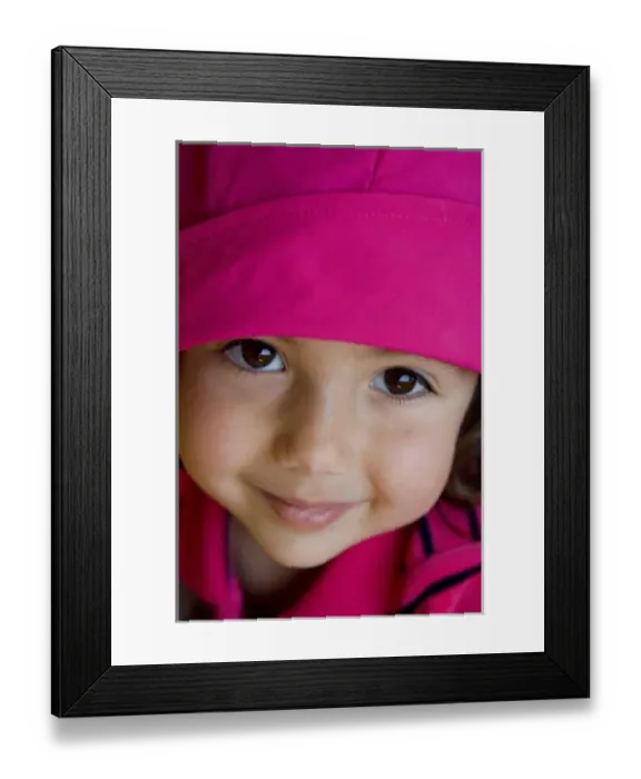 Framed Print : 4 year old girl wearing pink and smiling at the camera (MR) Framed Print : 4 year old girl wearing pink and smiling at the camera (MR)