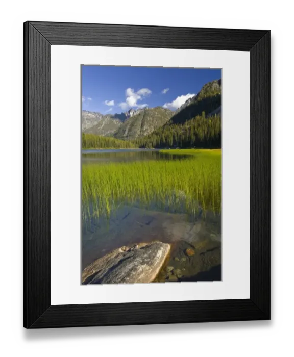 Framed Print : USA, Washington, Cascade Mountains. A view of Lake Stuart in the Alpine Lakes Wilderness