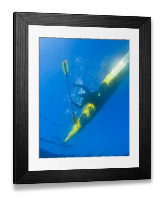 Framed Print : USA, Washington State. Underwater view of kayaker on a mountain lake Framed Print : USA, Washington State. Underwater view of kayaker on a mountain lake