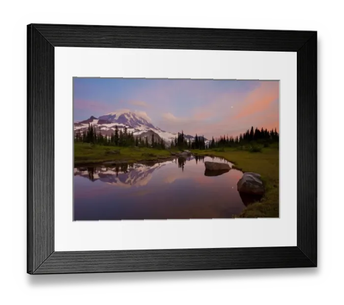 Framed Print : USA, Mt. Rainier National Park, Washington. Mt. Rainier reflected in tarn at Spray Park Framed Print : USA, Mt. Rainier National Park, Washington. Mt. Rainier reflected in tarn at Spray Park