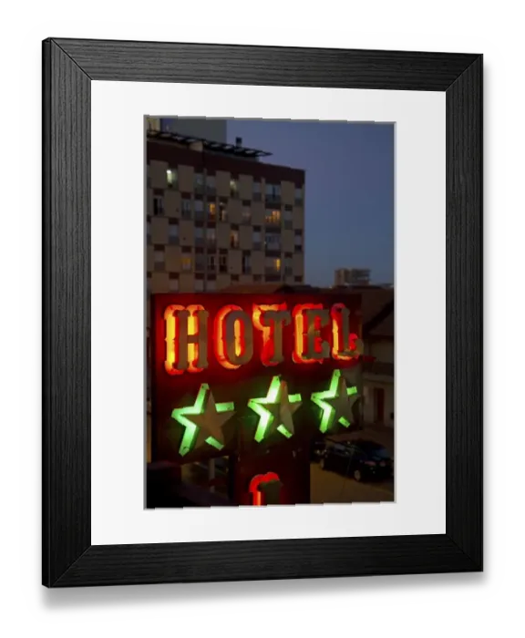 Framed Print : Hotel neon sign at Necochea, Argentina