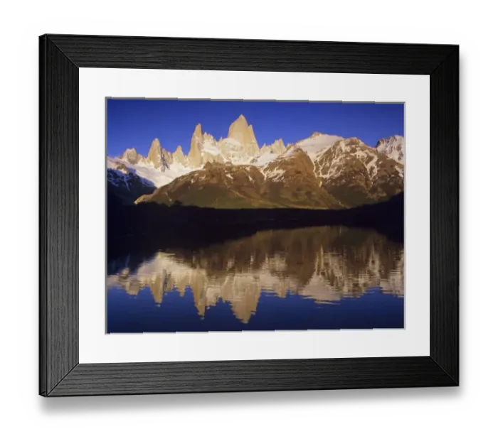 Framed Print : Cerro Fitzroy at sunrise with reflection in pothole lake, Los Glaciares National park Framed Print : Cerro Fitzroy at sunrise with reflection in pothole lake, Los Glaciares National park