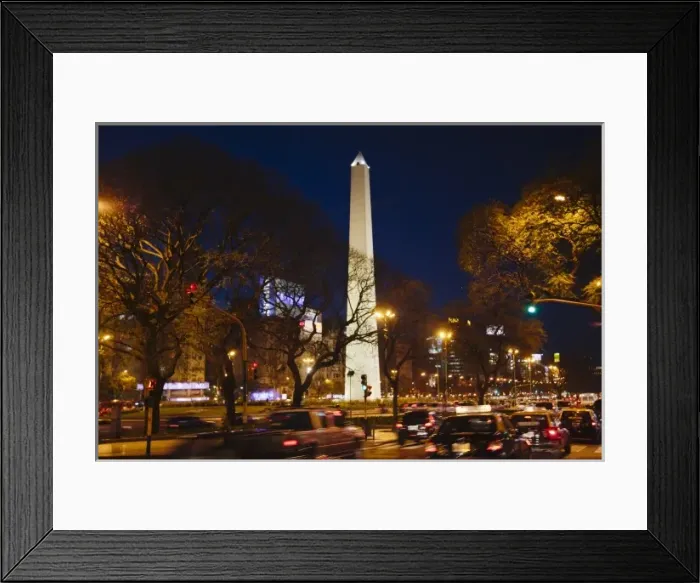 Framed Print : Night view of Obelisk of Buenos Aires and Avenue 9 de Julio at night, Argentina