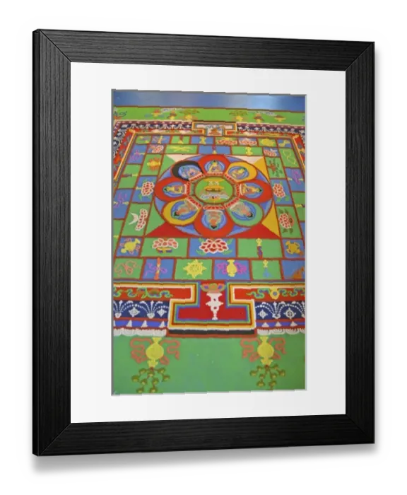 Framed Print : Colored sand mandala created by Buddhist monk Framed Print : Colored sand mandala created by Buddhist monk