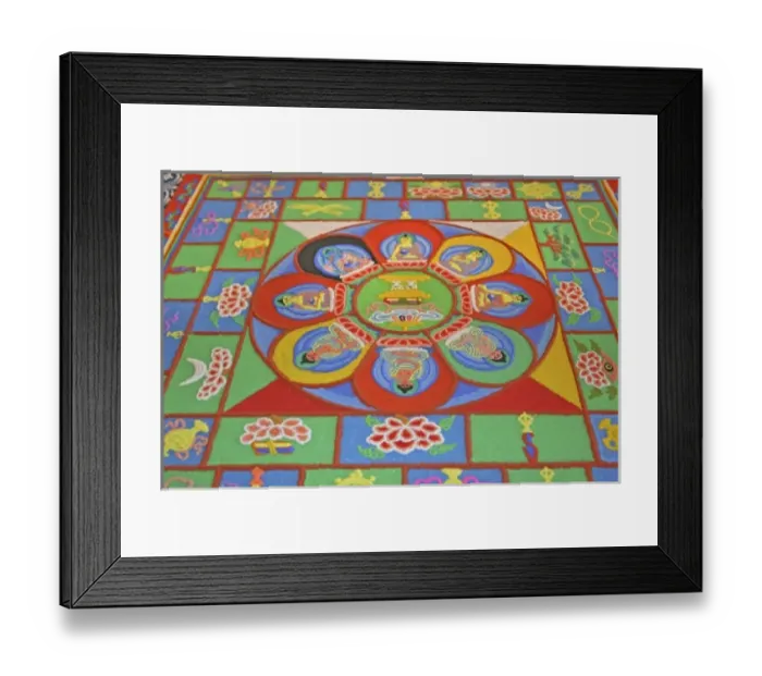 Framed Print : Colored sand mandala created by Buddhist monk