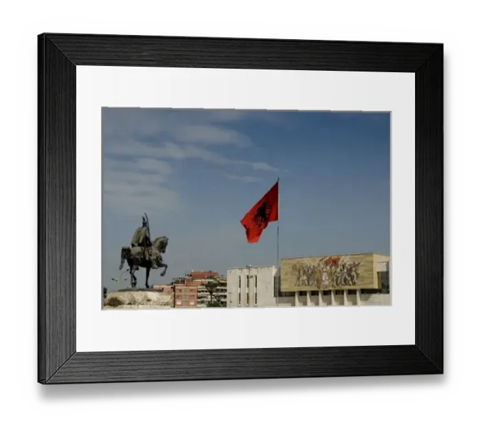 Framed Print : Albania, Tirana, Skanderbeg statue in Skanderbeg square