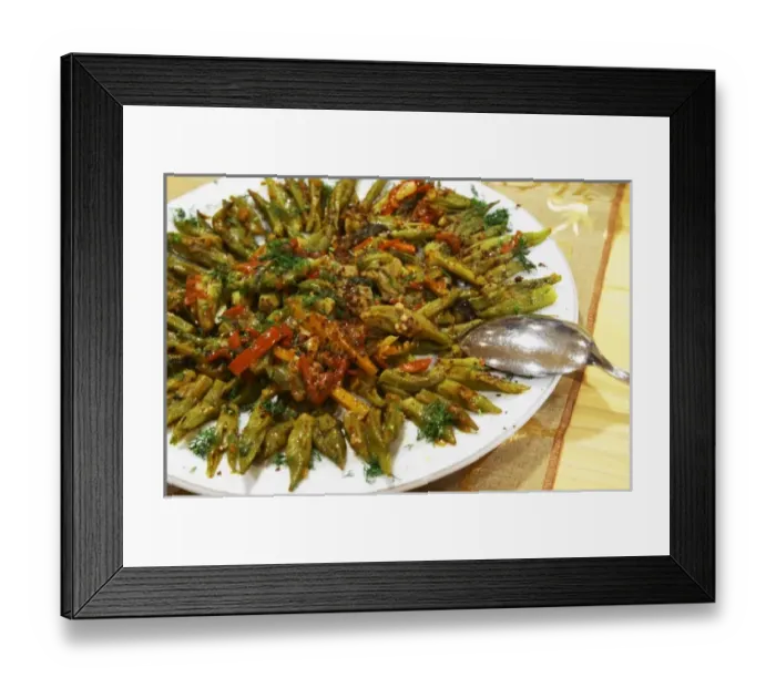 Framed Print : Salad with okra beans, red bell pepper and spices, marinated. Efendi Efendy traditional Turkish Framed Print : Salad with okra beans, red bell pepper and spices, marinated. Efendi Efendy traditional Turkish