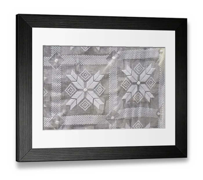 Framed Print : Detail of traditional embroiders cloth. Berat upper citadel old walled city. Albania