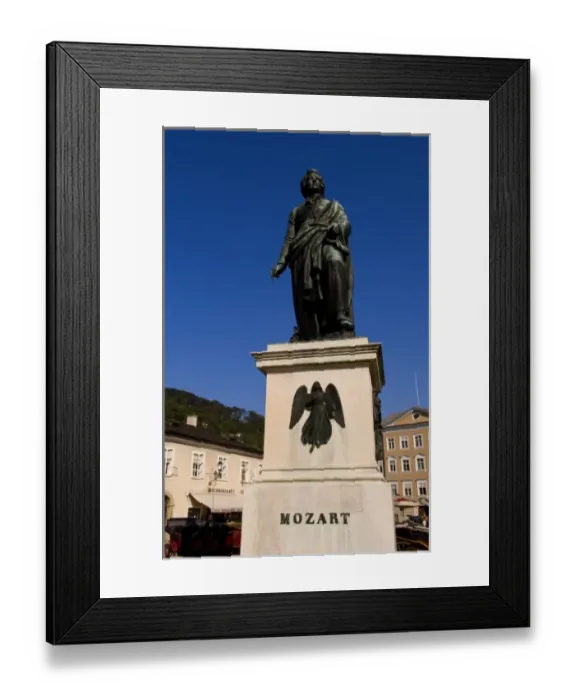 Framed Print : Mozart Statue in downtown Satzburg Austria