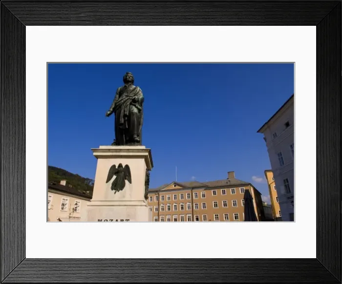 Framed Print : Mozart Statue in downtown Satzburg Austria