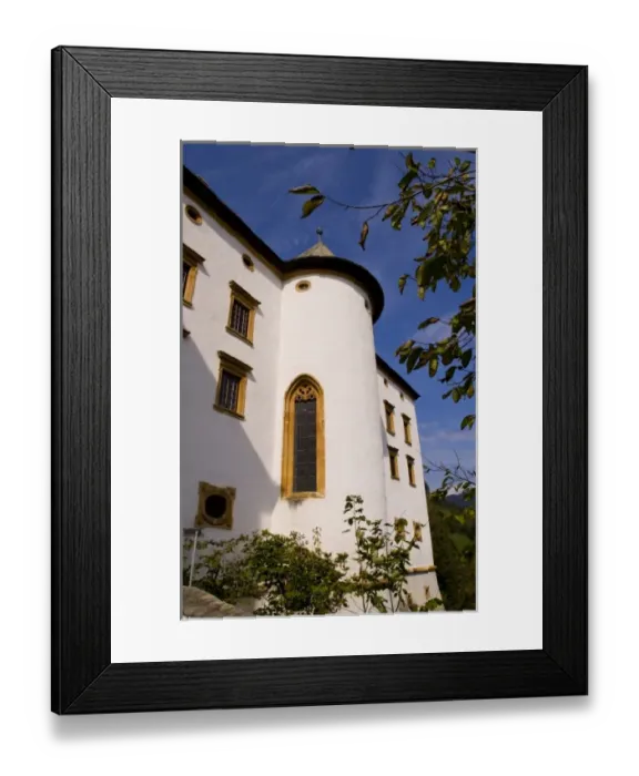 Framed Print : Old historical White Castle called Castle of Murau in 1250 in Murau Austria Framed Print : Old historical White Castle called Castle of Murau in 1250 in Murau Austria