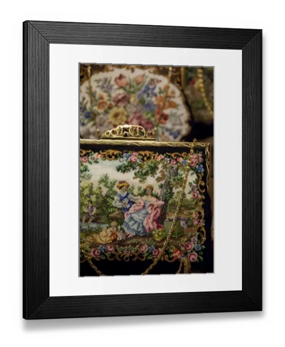 Framed Print : Austria, Vienna. Viennese specialty, famous detailed petit point needlework Framed Print : Austria, Vienna. Viennese specialty, famous detailed petit point needlework