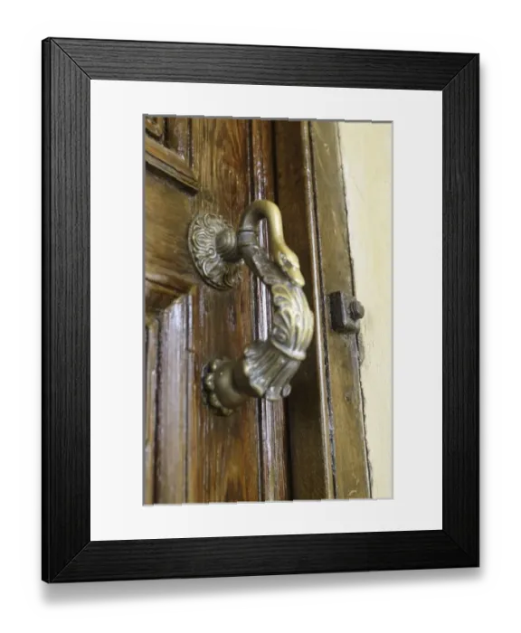 Framed Print : Door handle. Santa Candida property used to belong to the Urquiza family, first president