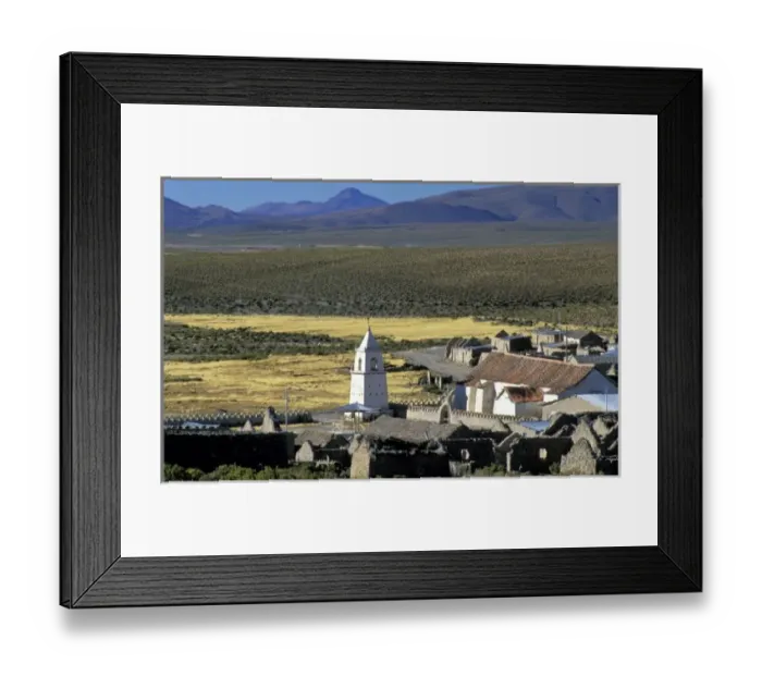 Framed Print : Chile, Altiplano, Volcan Isluga National Park. Isluga Aymara Village Framed Print : Chile, Altiplano, Volcan Isluga National Park. Isluga Aymara Village