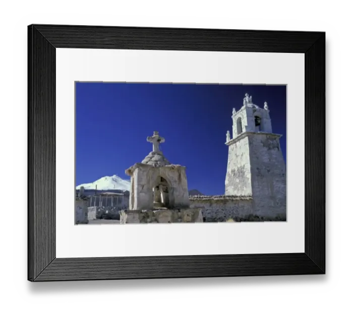 Framed Print : Chile, Tarapaca, Las Vicunas National Reserve. Aymara Church of Guallatiri Framed Print : Chile, Tarapaca, Las Vicunas National Reserve. Aymara Church of Guallatiri