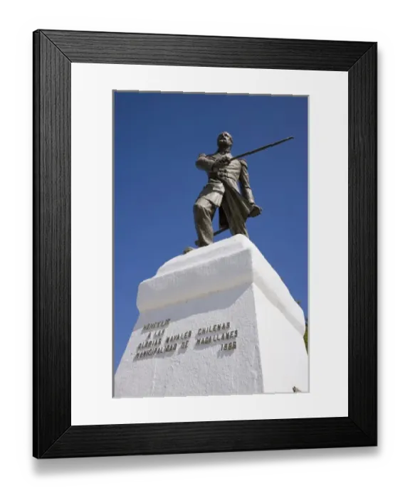 Framed Print : Chile, Patagonia, Punta Arenas. Memorial statue to military valor Framed Print : Chile, Patagonia, Punta Arenas. Memorial statue to military valor