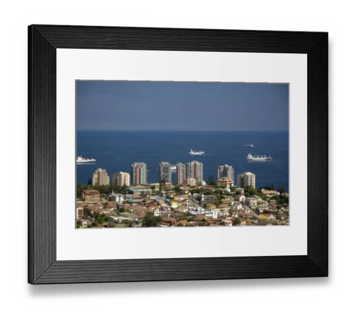 Framed Print : Ships off the coast of Valparaiso, Chile
