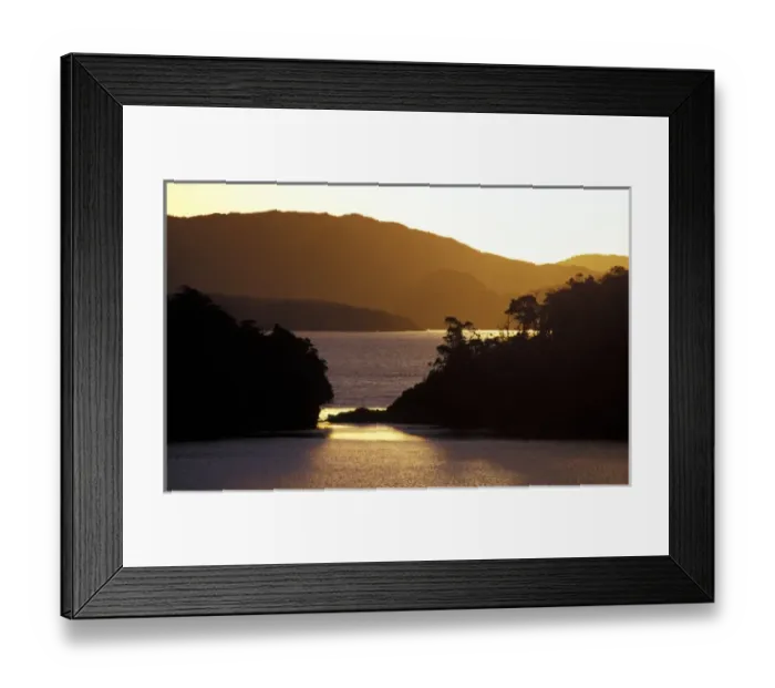 Framed Print : South America, Chile, Aysen, Guayanesco. Sillhoueted Islands, archipelago