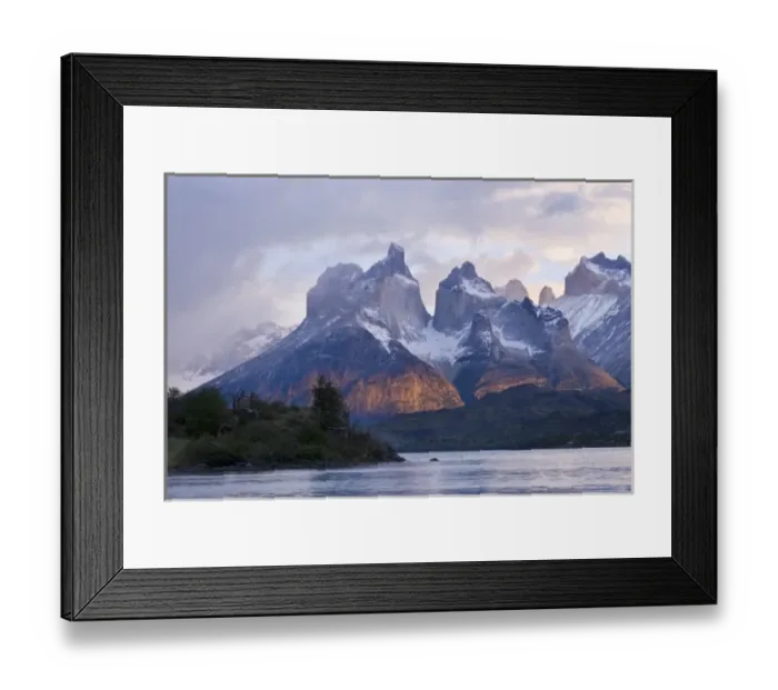 Framed Print : Torres Del Paine National Park, Cuernos at sunrise with reflection, Region 12, Chile Framed Print : Torres Del Paine National Park, Cuernos at sunrise with reflection, Region 12, Chile