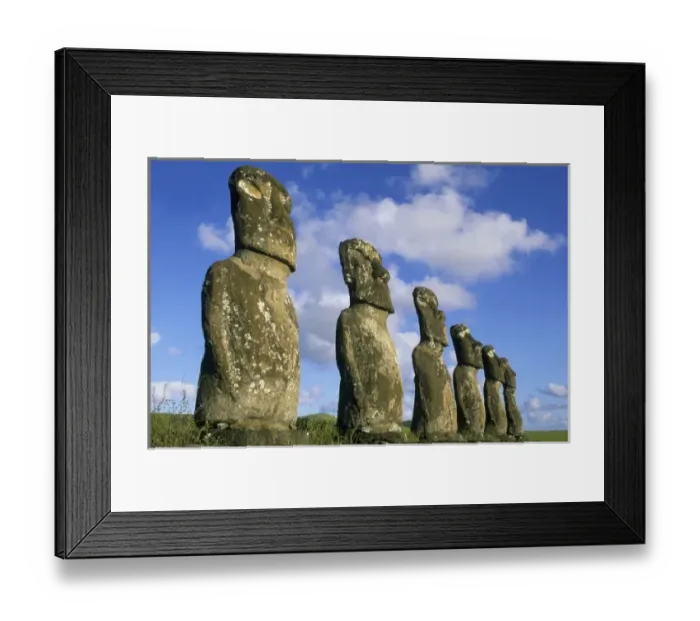 Framed Print : Chile, Easter Island, Rapa Nui, Ahu Akivi Ceremonial Site, Moai stone heads Framed Print : Chile, Easter Island, Rapa Nui, Ahu Akivi Ceremonial Site, Moai stone heads